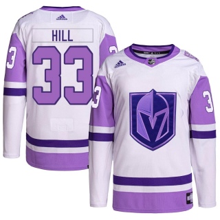 Men's Adin Hill Vegas Golden Knights Adidas Hockey Fights Cancer Primegreen Jersey - Authentic White/Purple
