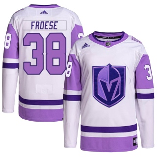 Men's Byron Froese Vegas Golden Knights Adidas Hockey Fights Cancer Primegreen Jersey - Authentic White/Purple