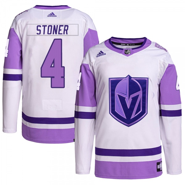 Men's Clayton Stoner Vegas Golden Knights Adidas Hockey Fights Cancer Primegreen Jersey - Authentic White/Purple