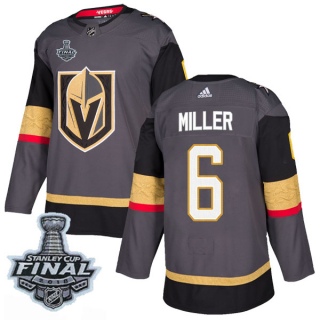 Men's Colin Miller Vegas Golden Knights Adidas Home 2018 Stanley Cup Final Patch Jersey - Authentic Gray