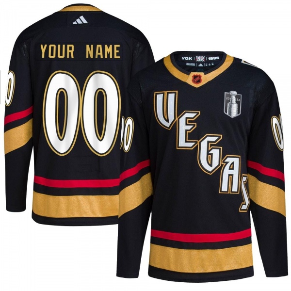 Men's Custom Vegas Golden Knights Adidas Custom Reverse Retro 2.0 2023 Stanley Cup Final Jersey - Authentic Black