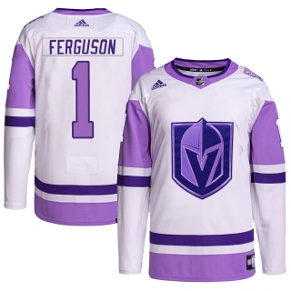 Men's Dylan Ferguson Vegas Golden Knights Adidas Hockey Fights Cancer Primegreen Jersey - Authentic White/Purple