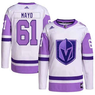 Men's Dysin Mayo Vegas Golden Knights Adidas Hockey Fights Cancer Primegreen Jersey - Authentic White/Purple