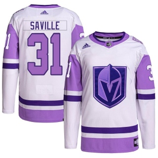 Men's Isaiah Saville Vegas Golden Knights Adidas Hockey Fights Cancer Primegreen Jersey - Authentic White/Purple