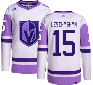 Men's Jake Leschyshyn Vegas Golden Knights Adidas Hockey Fights Cancer Jersey - Authentic