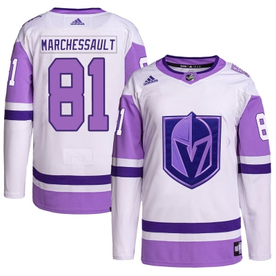 Men's Jonathan Marchessault Vegas Golden Knights Adidas Hockey Fights Cancer Primegreen Jersey - Authentic White/Purple
