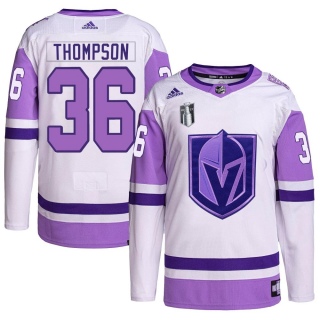 Men's Logan Thompson Vegas Golden Knights Adidas Hockey Fights Cancer Primegreen 2023 Stanley Cup Final Jersey - Authentic White