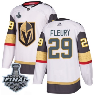 Men's Marc-Andre Fleury Vegas Golden Knights Adidas Away 2018 Stanley Cup Final Patch Jersey - Authentic White