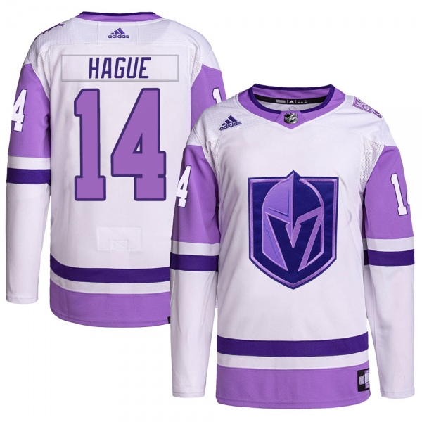 Men's Nicolas Hague Vegas Golden Knights Adidas Hockey Fights Cancer Primegreen Jersey - Authentic White/Purple