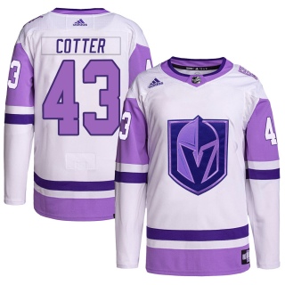 Men's Paul Cotter Vegas Golden Knights Adidas Hockey Fights Cancer Primegreen Jersey - Authentic White/Purple