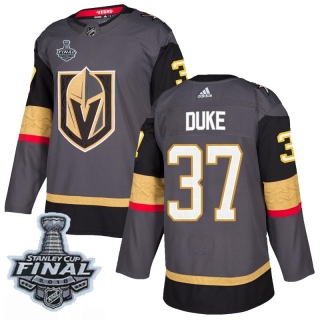 Men's Reid Duke Vegas Golden Knights Adidas Home 2018 Stanley Cup Final Patch Jersey - Authentic Gray