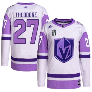 Men's Shea Theodore Vegas Golden Knights Adidas Hockey Fights Cancer Primegreen 2023 Stanley Cup Final Jersey - Authentic White/