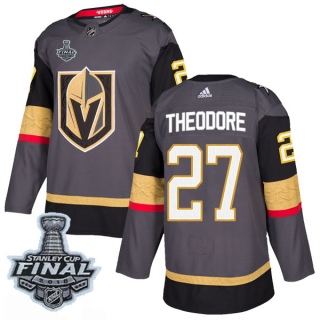 Men's Shea Theodore Vegas Golden Knights Adidas Home 2018 Stanley Cup Final Patch Jersey - Authentic Gray