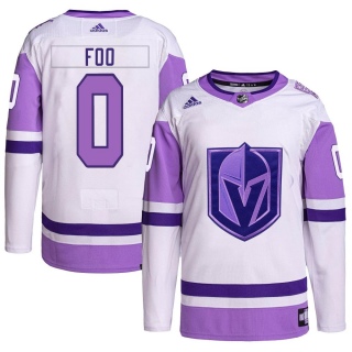 Men's Spencer Foo Vegas Golden Knights Adidas Hockey Fights Cancer Primegreen Jersey - Authentic White/Purple