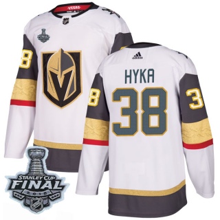 Men's Tomas Hyka Vegas Golden Knights Adidas Away 2018 Stanley Cup Final Patch Jersey - Authentic White