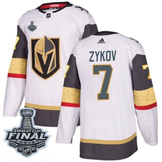 Men's Valentin Zykov Vegas Golden Knights Adidas Away 2018 Stanley Cup Final Patch Jersey - Authentic White