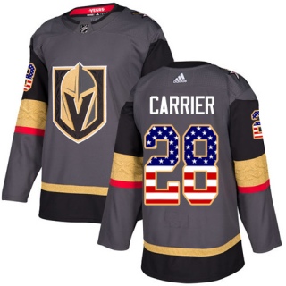 Men's William Carrier Vegas Golden Knights Adidas USA Flag Fashion Jersey - Authentic Gray