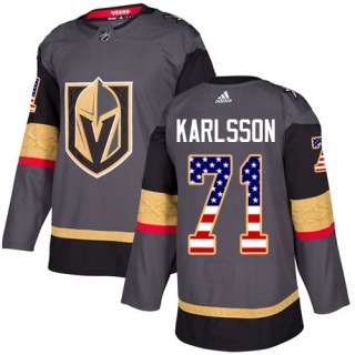 Men's William Karlsson Vegas Golden Knights Adidas USA Flag Fashion Jersey - Authentic Gray