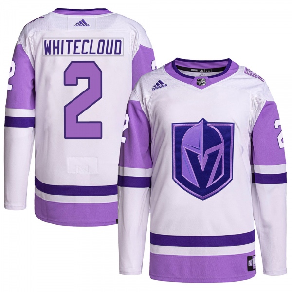 Men's Zach Whitecloud Vegas Golden Knights Adidas Hockey Fights Cancer Primegreen Jersey - Authentic White/Purple