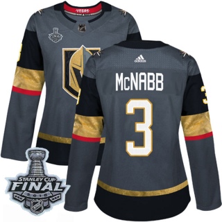 Women's Brayden McNabb Vegas Golden Knights Adidas Home 2018 Stanley Cup Final Patch Jersey - Authentic Gray