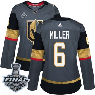 Women's Colin Miller Vegas Golden Knights Adidas Home 2018 Stanley Cup Final Patch Jersey - Authentic Gray