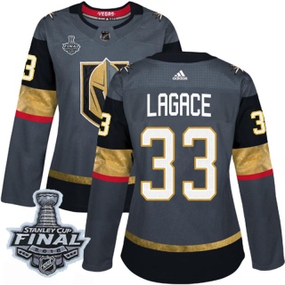 Women's Maxime Lagace Vegas Golden Knights Adidas Home 2018 Stanley Cup Final Patch Jersey - Authentic Gray