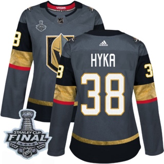 Women's Tomas Hyka Vegas Golden Knights Adidas Home 2018 Stanley Cup Final Patch Jersey - Authentic Gray