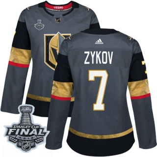 Women's Valentin Zykov Vegas Golden Knights Adidas Home 2018 Stanley Cup Final Patch Jersey - Authentic Gray