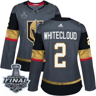 Women's Zach Whitecloud Vegas Golden Knights Adidas Gray Home 2018 Stanley Cup Final Patch Jersey - Authentic White
