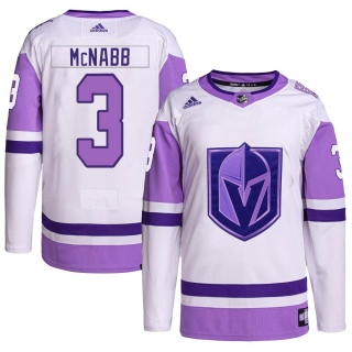 Youth Brayden McNabb Vegas Golden Knights Adidas Hockey Fights Cancer Primegreen Jersey - Authentic White/Purple
