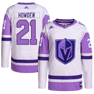 Youth Brett Howden Vegas Golden Knights Adidas Hockey Fights Cancer Primegreen Jersey - Authentic White/Purple