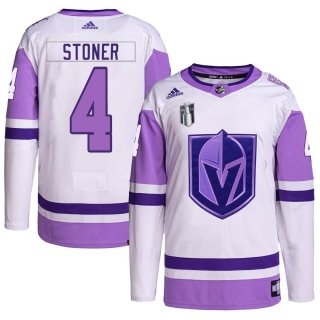 Youth Clayton Stoner Vegas Golden Knights Adidas Hockey Fights Cancer Primegreen 2023 Stanley Cup Final Jersey - Authentic White