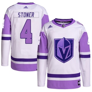 Youth Clayton Stoner Vegas Golden Knights Adidas Hockey Fights Cancer Primegreen Jersey - Authentic White/Purple