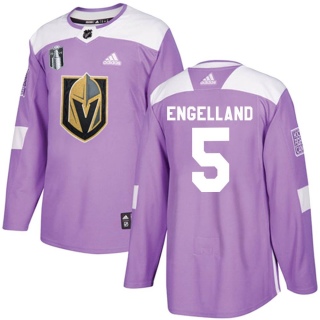Youth Deryk Engelland Vegas Golden Knights Adidas Fights Cancer Practice 2023 Stanley Cup Final Jersey - Authentic Purple