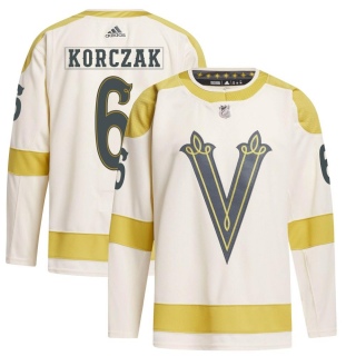 Youth Kaedan Korczak Vegas Golden Knights Adidas 2024 Winter Classic Primegreen Jersey - Authentic Cream
