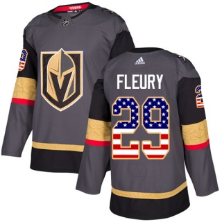 Youth Marc-Andre Fleury Vegas Golden Knights Adidas USA Flag Fashion Jersey - Authentic Gray