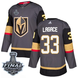 Youth Maxime Lagace Vegas Golden Knights Adidas Home 2018 Stanley Cup Final Patch Jersey - Authentic Gray
