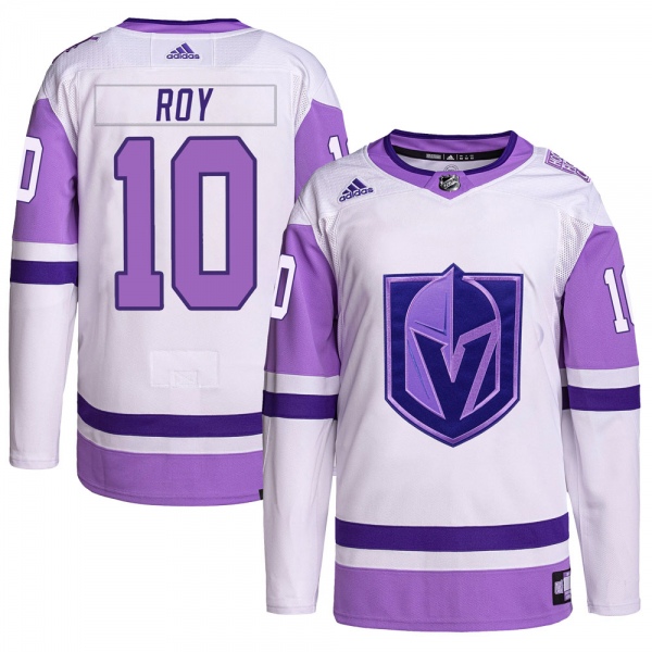 Youth Nicolas Roy Vegas Golden Knights Adidas Hockey Fights Cancer Primegreen Jersey - Authentic White/Purple