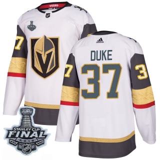 Youth Reid Duke Vegas Golden Knights Adidas Away 2018 Stanley Cup Final Patch Jersey - Authentic White