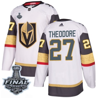 Youth Shea Theodore Vegas Golden Knights Adidas Away 2018 Stanley Cup Final Patch Jersey - Authentic White