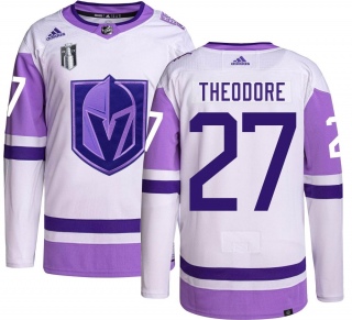Youth Shea Theodore Vegas Golden Knights Adidas Hockey Fights Cancer 2023 Stanley Cup Final Jersey - Authentic