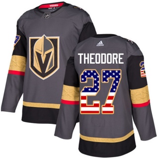 Youth Shea Theodore Vegas Golden Knights Adidas USA Flag Fashion Jersey - Authentic Gray