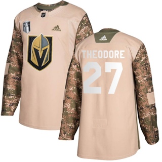 Youth Shea Theodore Vegas Golden Knights Adidas Veterans Day Practice 2023 Stanley Cup Final Jersey - Authentic Camo