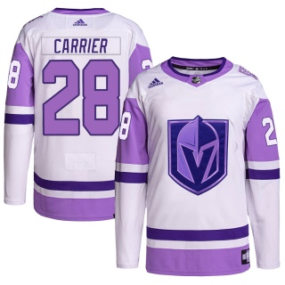 Youth William Carrier Vegas Golden Knights Adidas Hockey Fights Cancer Primegreen Jersey - Authentic White/Purple